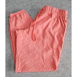 Victoria's Secret PINK Cotton Joggers Coral Flash Orange Slub Pants, Sz L